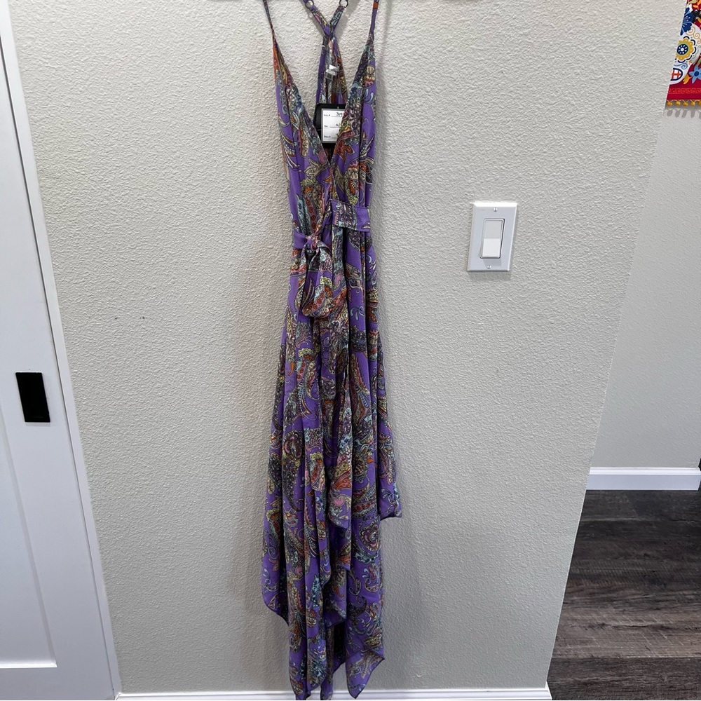 Karma Highway Maxi Paisley Asymmetrical Hem Sleeveless Dress One Size Bohemian